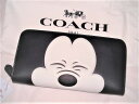 コーチ×ディズニー リミテッド エディション COACH 75周年記念限定 長財布 2016新作 ミッキー アコーディオン ジップ ウォレット グラブタン レザー ブラック タイプ2 微笑み 54000