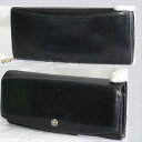 【中古】本物可クレサス女性用19cm黒革素材ラウンドファスナー小銭入れ付き長財布 ○C11-381-2