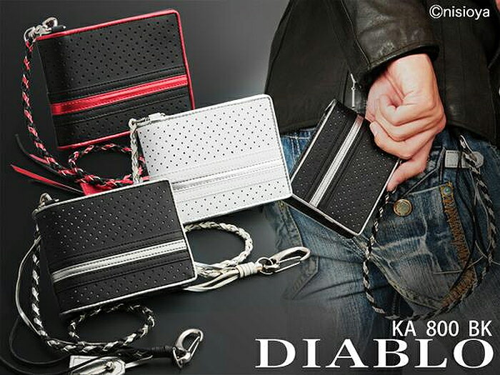 二つ折り財布 メンズ 牛革 パンチング＆ライン DIABLO ディアブロ （4色） 【財布 サイフ さいふ wallet ウォレット 2つ折り】【men's メンズ 男性用 紳士用】【レザー ブランド】【送料無料】