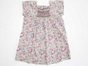 ▼ボンポワン/BONPOINT▼90cm(24M) 半袖ワンピース ピンク系 花柄 リバティプリント スモック刺繍【中古 USED】子供服 キッズ kids ベビー服 baby 女の子 夏
