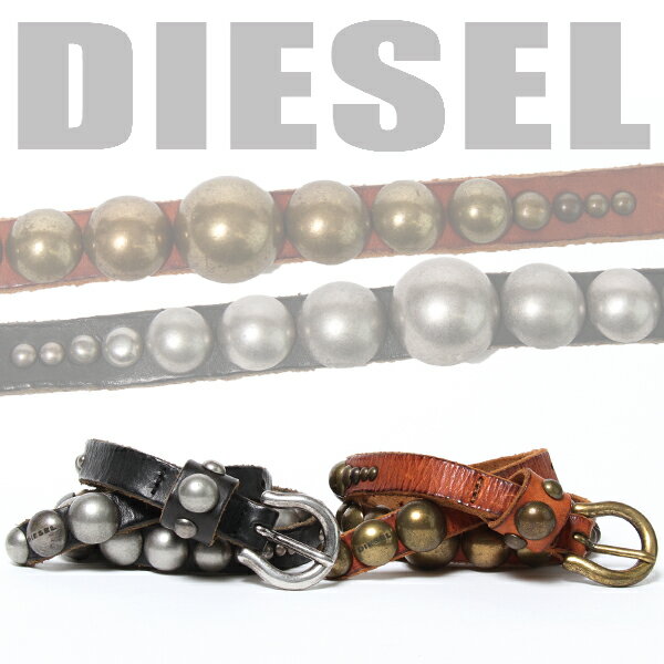 【73％OFF！】★DIESELディーゼルレディース★スフィアスタッズレザーベルト【サイズ80・85・90】【2カラー】die-l-a-24-049