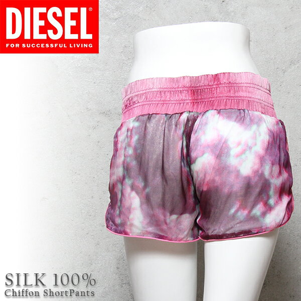 ★DIESELディーゼルレディース★シフォンウエストゴムショートパンツ【TAXRY】【サイズXS・S】【ピンク系】die-l-p-24-525