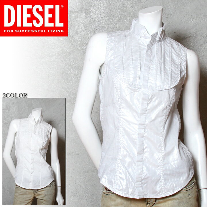 ★DIESELディーゼルレディース★ノーカラーノースリーブシャツ【サイズXS・S】【2カラー】die-l-t-24-542