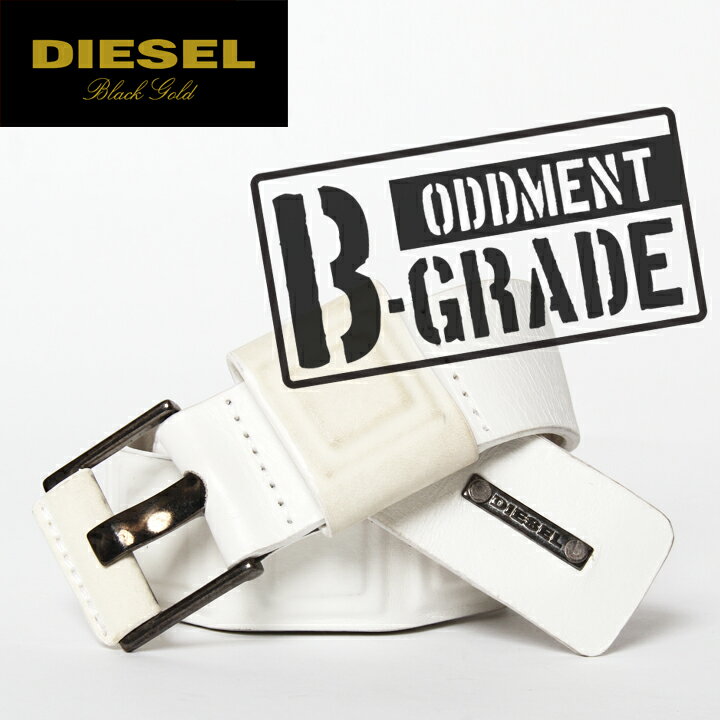 【62％OFF！】【訳あり】★DIESEL BLACK GOLDディーゼルブラックゴールドレディース★バックルスクエアプレート埋め込みレザーベルト【サイズ80】【ホワイト】die-l-a-28-022