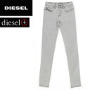 ★DIESEL+ ディーゼルプラス レディース★牛革レザーパッチ スリム ジーンズ デニム パンツ【PHANTOM】【W27?29】【ライトグレー】die-l-p-64-980