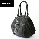 ★DIESEL ディーゼル レディース メンズ 男女兼用★デニム×牛革レザーコンビ スタッズ装飾 ハンドショルダーバッグ 鞄【DIVINA】【サイズUNI】【ブラック】die-l-a-68-621