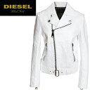 ★DIESEL BLACK GOLD ディーゼル ブラックゴールド レディース★羊革 ラムレザー ランダム 型押し レザー ダブル ライダースジャケット【LEFECTO-B】【サイズ38〜42】【ホワイト】die-l-o-74-436