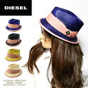 ★DIESEL ディーゼル レディース★ロゴメタルリボンパイピング 中折れ帽子 ストローハット 帽子【CALOT】【サイズ2・3】【4カラー】die-l-a-74-192