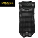 ★DIESEL BLACK GOLD ディーゼル ブラックゴールド レディース★ボーダー シースルー チュニック丈 タンクトップ カットソー【TASKET】【サイズXS・S】【ブラック】die-l-t-74-418 《メーカー希望小売価格33,480円》