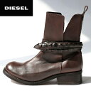 ★DIESEL ディーゼル レディース★牛革 レザー 埋め込みスタッズ エンジニアブーツ ショートブーツ 靴【SASHAN】【日本サイズ22.5?25.5】【ブラウン】die-l-k-78-121
