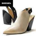 ★DIESEL ディーゼル レディース★子牛革 ユーズド加工 本革 レザー チャンキーヒール バックストラップ パンプス 靴【”SEXY BULLET” ANGEL’S KISS】【日本サイズ23.0〜25.5】【2カラー】die-l-k-80-143