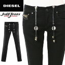 ★DIESEL ディーゼル レディース★ジップアクセント スカル 穴あき ストレッチ スキニー ジョグジーンズ デニム パンツ【REBOOT-B-GRUPEE-NE-B】【W23?27】【ブラック】die-l-p-80-604