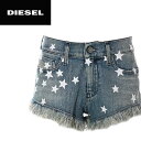 ★DIESEL ディーゼル レディース★ウォッシュド加工 フリンジ 星柄 クラッシュ加工 ショートパンツ ジーンズ デニム パンツ【DE-FRAHIMA】【W23〜27】【ミディアムインディゴ】die-l-p-80-181 《メーカー希望小売価格28,080円》
