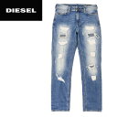 ★DIESEL ディーゼル レディース★ヴィンテージクラッシュ加工 レギュラーストレート ストレッチ ジーンズ デニム パンツ【REEN】【W23・24】【L30】【ミディアムインディゴ】die-l-p-a4-820 《メーカー希望小売価格37,400円》