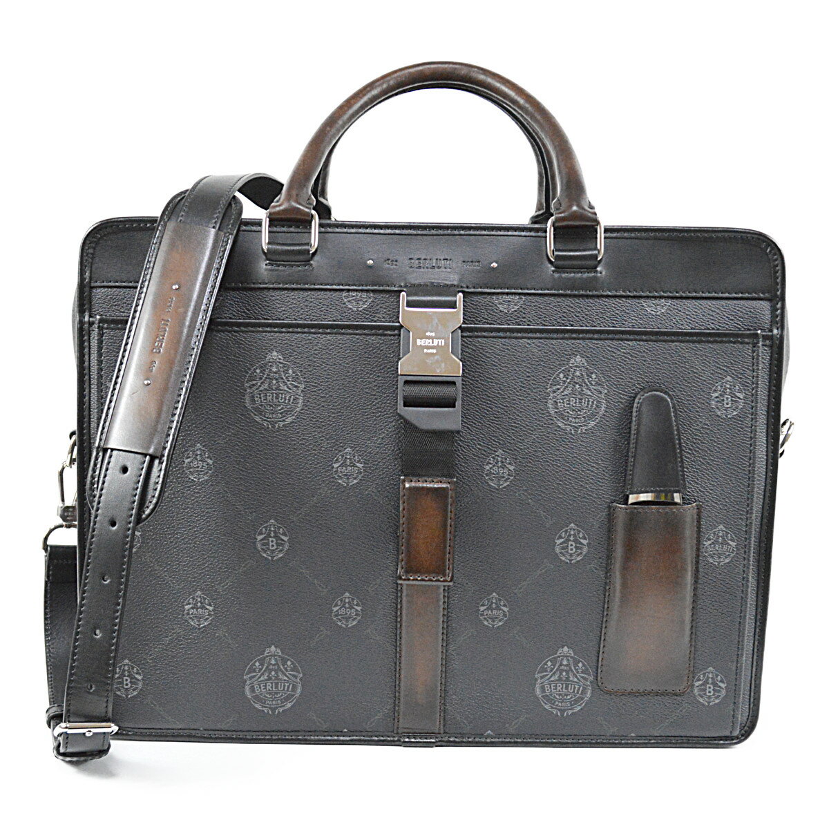 ベルルッティ 超美品 アビエイター キャンバス レザー ホールドオール 2wayボストンバッグ クレスト 2020年冬モデル BERLUTI【中古】【RCP】