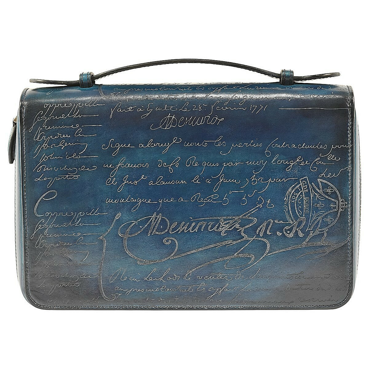 ベルルッティ 美品 イタウバワイド スクリット カリグラフィ セカンドバッグ クラッチバッグ 財布 ブルー BERLUTI ITAUBA WIDE【中古】【RCP】