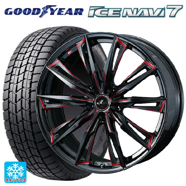 【6/15〜16限定 全品P5倍＆クーポン】トヨタ プリウス(50系)用 215/45R17 87Q グッドイヤー アイスナビ7(数量限定) # ウェッズ レオニス GX BK/SC(RED) 新品スタッドレスタイヤホイール 4本セット