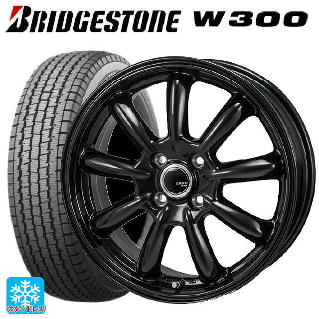 145/80R12 80/78N ブリヂストン W300 正規品 ジャパン三陽 ザック JP209 グロスブラック 12-4J 国産車用 スタッドレスタイヤホイール4本セット