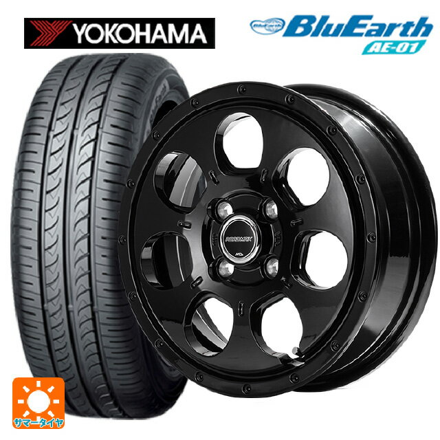 【6/15〜16限定 全品P5倍＆クーポン】ミツビシ デリカミニ(4WD車)(B3系)用 165/60R15 77H ヨコハマ ブルーアース AE01 エムアイディー MIDホイール マッドエージェント セミグロスブラック 新品サマータイヤホイール 4本セット