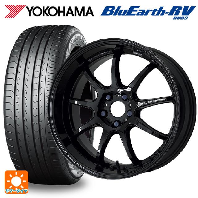 225/45R18 95W XL ヨコハマ ブルーアース RV03 ワーク エモーション D9R BLK 18-7.5J 国産車用 サマータイヤホイール4本セット