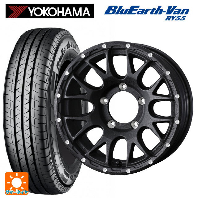 【6/11 1:59迄 全品ポイント5倍】スズキ ジムニーノマド(JC74W)用 195/80R15 107/105N ヨコハマ ブルーアースキャンパー RY55E ウェッズ マッドヴァンス 08 FLINT BLACK 新品サマータイヤホイール 4本セット