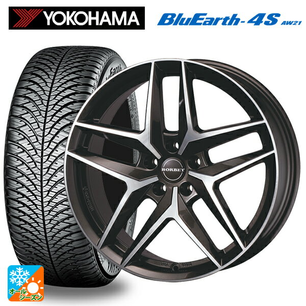 アウディ A5(F5系)用 245/40R18 97Y ヨコハマ ブルーアース4S AW21 ボルベット プレミアム Z ミストラルアンスラサイトグロッシーポリッシュ 新品オールシーズンタイヤホイール 4本セット