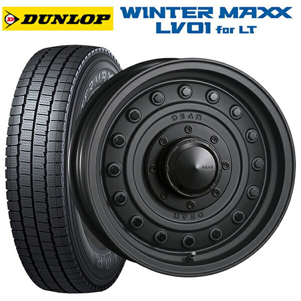 【6/22 20時〜 全品P5倍＆クーポン】スズキ ジムニーノマド(JC74W)用 195/80R15 103/101N ダンロップ ウィンターマックス LV01 for VAN クリムソン ディーン コロラド マットチャコールブラック 新品スタッドレスタイヤホイール 5本セット