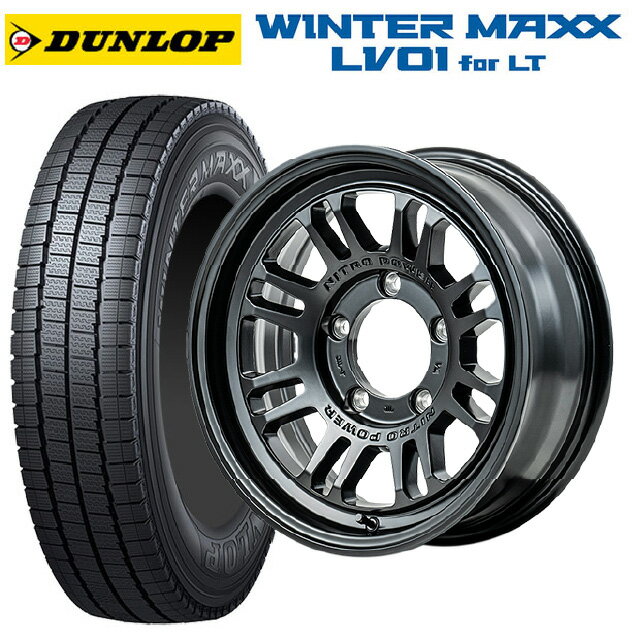 【6/22 20時〜 全品P5倍＆クーポン】スズキ ジムニーノマド(JC74W)用 225/70R16 117/115N ダンロップ ウィンターマックス LV01 for VAN エムアイディー ナイトロパワー M16 アサルト セミグロスブラック 新品スタッドレスタイヤホイール 5本セット