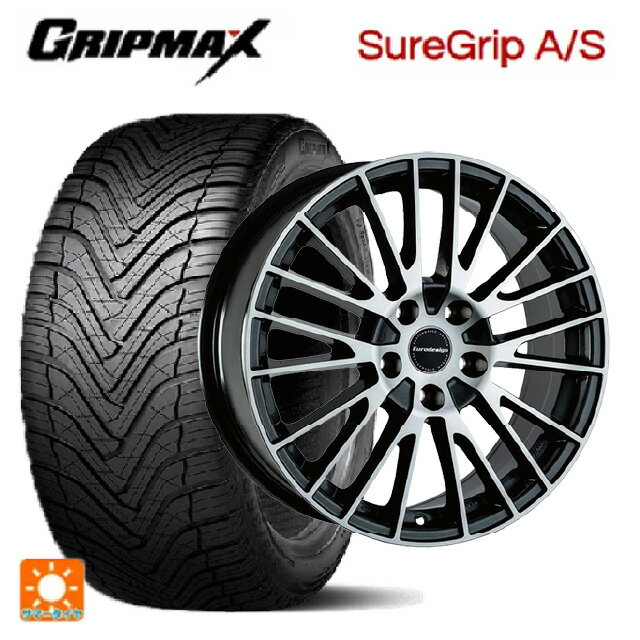 【6/22 20時〜 全品P5倍＆クーポン】BMW iX1(U11)用 225/55R18 98W グリップマックス シュアグリップ A/S ブラックレター 阿部商会 ユーロデザイン カルヴァー ガンメタリック＋ポリッシュ 新品オールシーズンタイヤホイール 4本セット