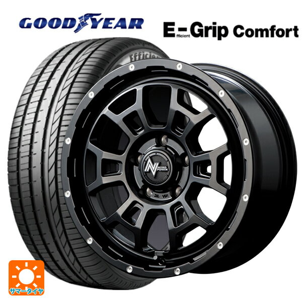【6/22 20時〜 全品P5倍＆クーポン】トヨタ プリウス(60系)用 195/60R17 90V グッドイヤー エフィシェントグリップ コンフォート エムアイディー ナイトロパワー H6 スラッグ セミグロスブラック/マシニング 新品サマータイヤホイール 4本セット