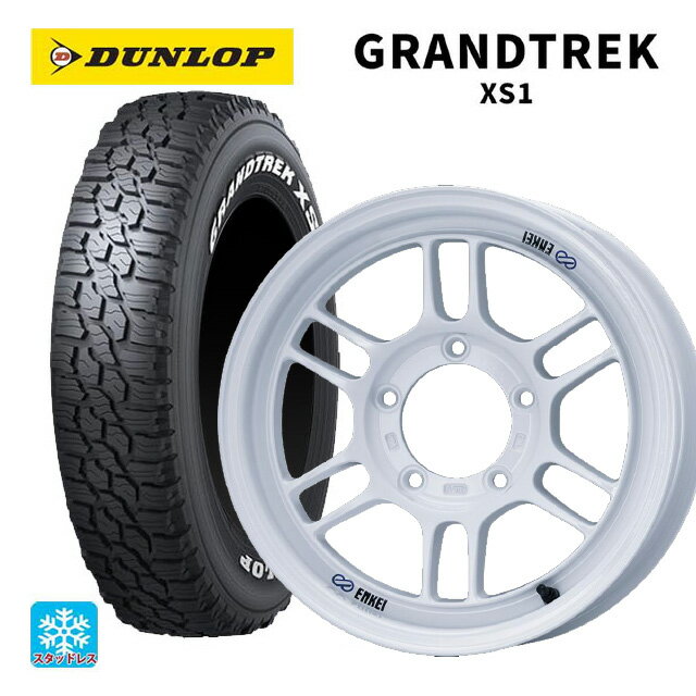 【6/22 20時〜 全品P5倍＆クーポン】スズキ ジムニー(64系)用 215/70R16 100/97N ダンロップ グラントレックXS1 ホワイトレター エンケイ オールロード RPT1 ホワイト 新品スタッドレスタイヤホイール 4本セット