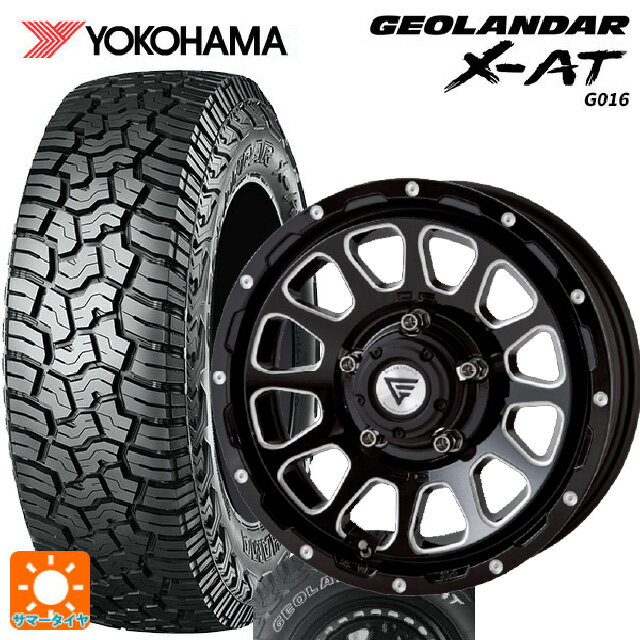 スズキ ジムニーシエラ(74系)用 235/70R16 104/101Q ヨコハマ ジオランダー X-AT G016 ホワイトレター 正規品 エクシズルライン デルタフォース オーバル ブラックマシニング 新品サマータイヤホイール 5本セット