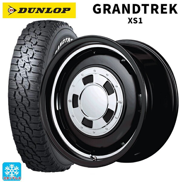 【6/15〜16限定 全品P5倍＆クーポン】スズキ ジムニー(64系)用 215/70R16 100/97N ダンロップ グラントレックXS1 ホワイトレター エムアイディー ガルシア シスコ セミグロスブラック＋リムヴァーレイポリッシュ 新品スタッドレスタイヤホイール 4本セット