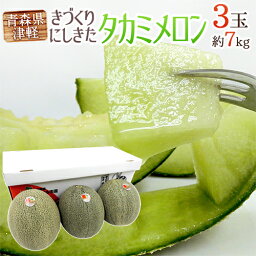 【緊急スポット】青森県 きづくり・にしきた ”タカミメロン” 秀品 超大玉3玉 約7kg以上【2週間以内の発送】【楽ギフ_包装】