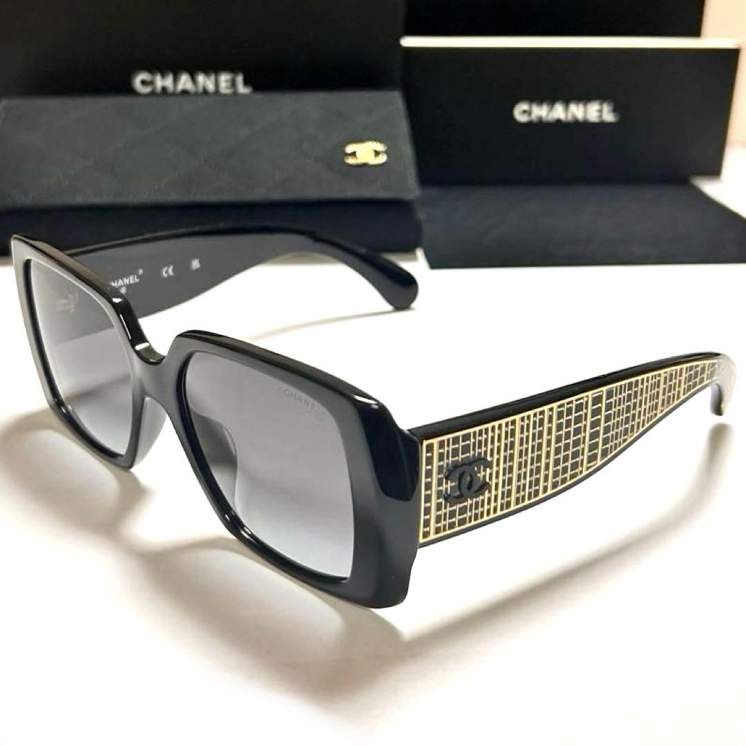 シャネル CHANEL サングラス ブラック ゴールド 黒CCマーク レディース 71551A S2216 ブラウン アセテート 中古Sランク