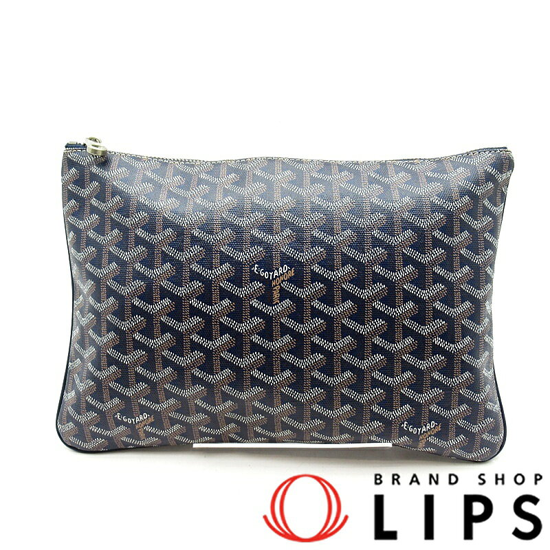 ゴヤール セナMM クラッチバッグ PVC メンズクラッチバッグ ネイビーブルー【中古】