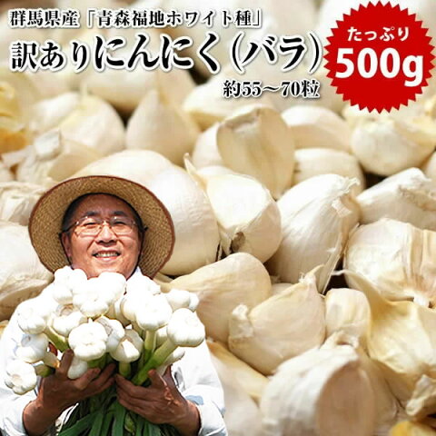 にんにく 送料無料 令和2年 新物 訳あり お試し 群馬県産「青森福地ホワイト6片種」 にんにく （バラ） 約500g（55〜70粒入り）※メール便にて出荷させていただきます。 ニンニク 国産 福地ホワイト六片