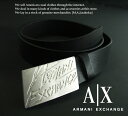 6475-80新品★アルマーニエクスチェンジ ARMANI EXCHANGE★A|Xデザインバックル付ベルト★黒★MENS★