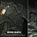 5889-93新品★ディーゼル DIESEL★ヴィンテージVネックTシャツ2509★黒系★MENS★