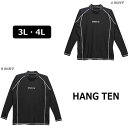 メンズ 水着 ラッシュガード 423-381-1 長袖 ラッシュガード A-BK白字 B-BK紫字 3L 4L HANG TEN ハンテン メンズ 大きいサイズ 紳士 男の子 トップス 水着 su103