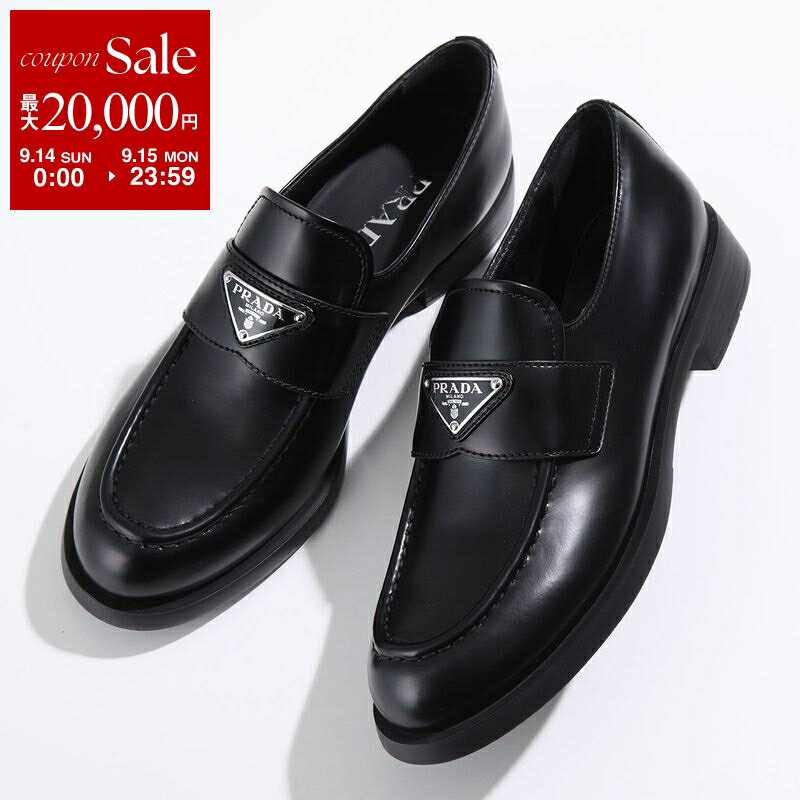【9/14-9/15限定・最大2万円OFFクーポン配布中】PRADA プラダ ローファー 1D329N 055 レディース ブラッシュドレザー トライアングルロゴ シューズ 靴 F0002/NERO
