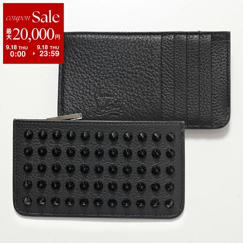 【9/18限定・最大2万円OFFクーポン配布中】Christian Louboutin クリスチャンルブタン コインケース CREDILOU クリディルー 1205017 メンズ レザー カードケース フラグメントケース スタッズ ミニ財布 CM53/BLACK-BLACK