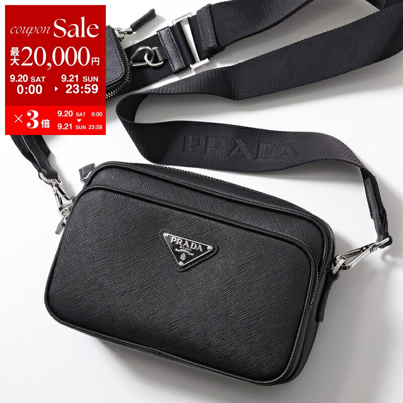【9/20～9/21限定・最大2万円OFFクーポン配布中】PRADA プラダ ショルダーバッグ 2VH170 OOO 9Z2 メンズ サフィアーノ レザー クロスボディ トライアングルロゴ 鞄 F0002/NERO 2VH170_9Z2_F0002_V_OOO【dc_kikaku】