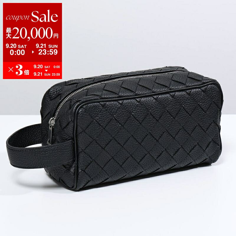 【9/20～9/21限定・最大2万円OFFクーポン配布中】BOTTEGA VENETA ボッテガヴェネタ クラッチバッグ 729295 V5I50 メンズ イントレチャートレザー トラベルポーチ 鞄 8803/BLACK-SILVER 729295V5I508803【dc_kikaku】