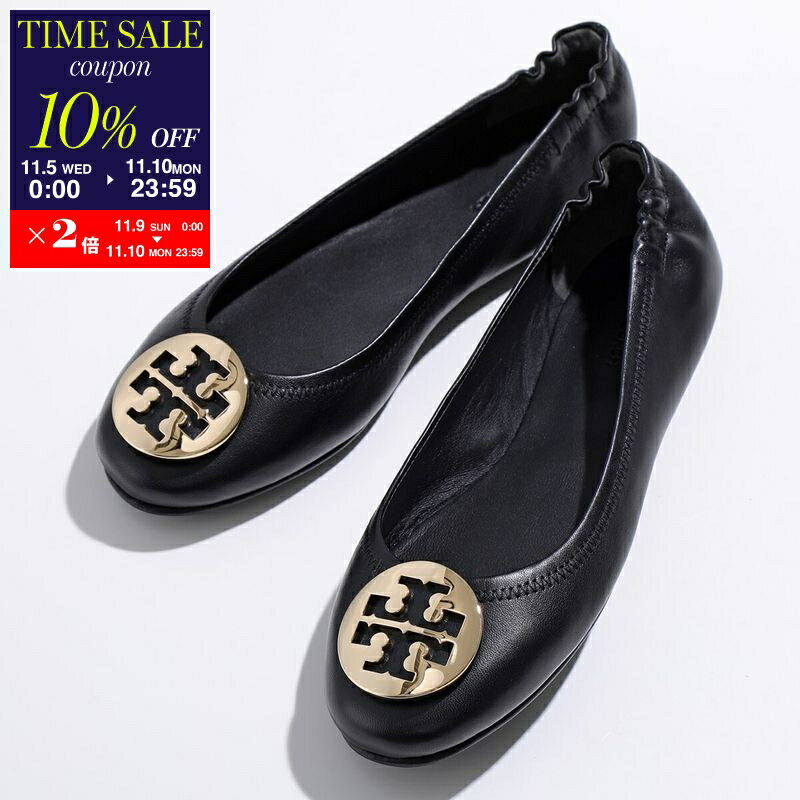 【11/10-23___59迄10％OFFクーポン対象】TORY BURCH <strong>トリーバーチ</strong> フラットパンプス MINNIE TRAVEL BALLET WITH METAL LOGO ミニー トラベル バレエ ウィズ メタル ロゴ 50393 レディース バレエシューズ レザー 靴 013【cp_ten】