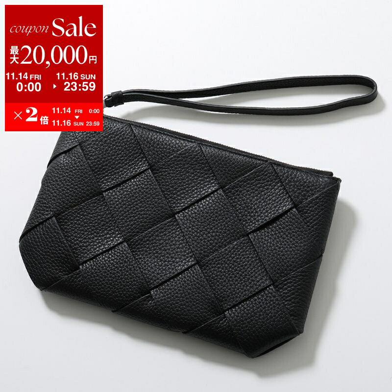 【11/14-11/16限定・最大2万円OFFクーポン配布中】BOTTEGA VENETA ボッテガヴェネタ クラッチバッグ DIAGO ディアゴ ミディアム 795119 V4FV1 メンズ マキシイントレチャート リストレット付き セカンドバッグ 鞄 8803/BLACK-SILVER 795119V4FV18803