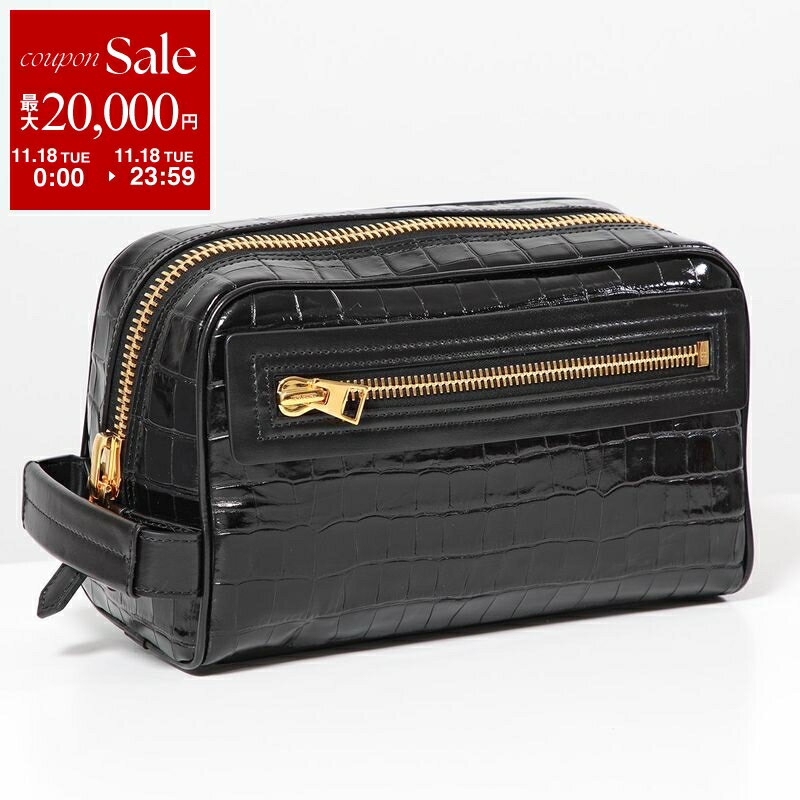 【11/18限定・最大2万円OFFクーポン配布中】TOM FORD トムフォード クラッチバッグ Y0301 LCL403G メンズ レザー クロコダイル型押し ハンドル付き セカンドバッグ ポーチ 鞄 1N001