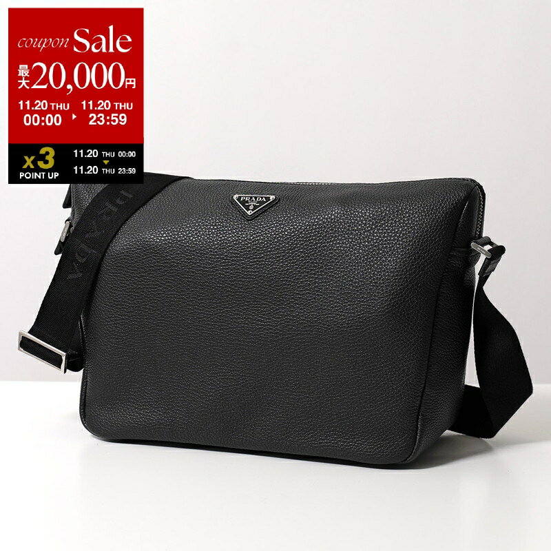 【11/20限定・最大2万円OFFクーポン配布中】PRADA プラダ ショルダーバッグ VIT.DAINO ヴィッテロダイノ 2VH182 2BBE メンズ クロスボディ トートバッグ トライアングルロゴ レザー 鞄 F0002/NERO 【dc_kikaku】
