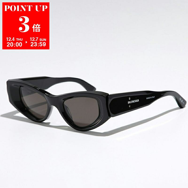 BALENCIAGA <strong>バレンシアガ</strong> サングラス BB0243S レディース フォックス型 キャットアイ型 ロゴ セルフレーム アイウェア 001/BLACK-BLACK-GREY