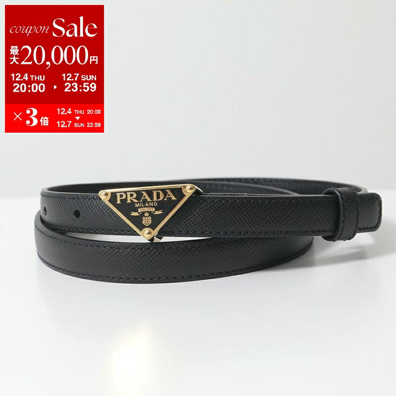 【最大2万円OFFクーポン対象・12/4-20時～】PRADA プラダ ナローベルト 1CC621 053 レディース サフィアーノレザー トライアングルロゴ F0002/NERO 1CC621_053_F0002【dc_kikaku】
